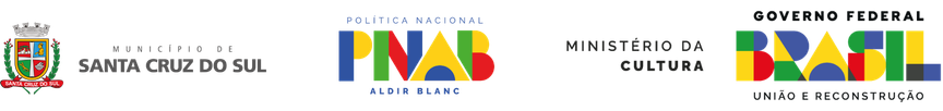 Patrocinadores: Secretaria Municipal de Cultura de Santa Cruz do Sul, Política Nacional Aldir Blanc, Ministério da Cultura, Governo Federal